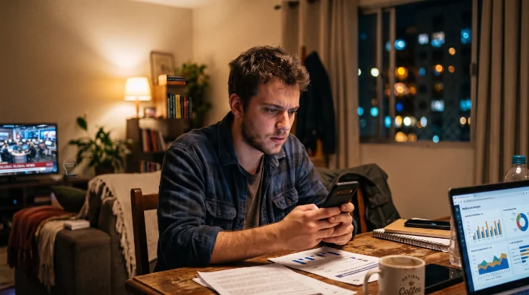 Candidato olhando vagas no celular